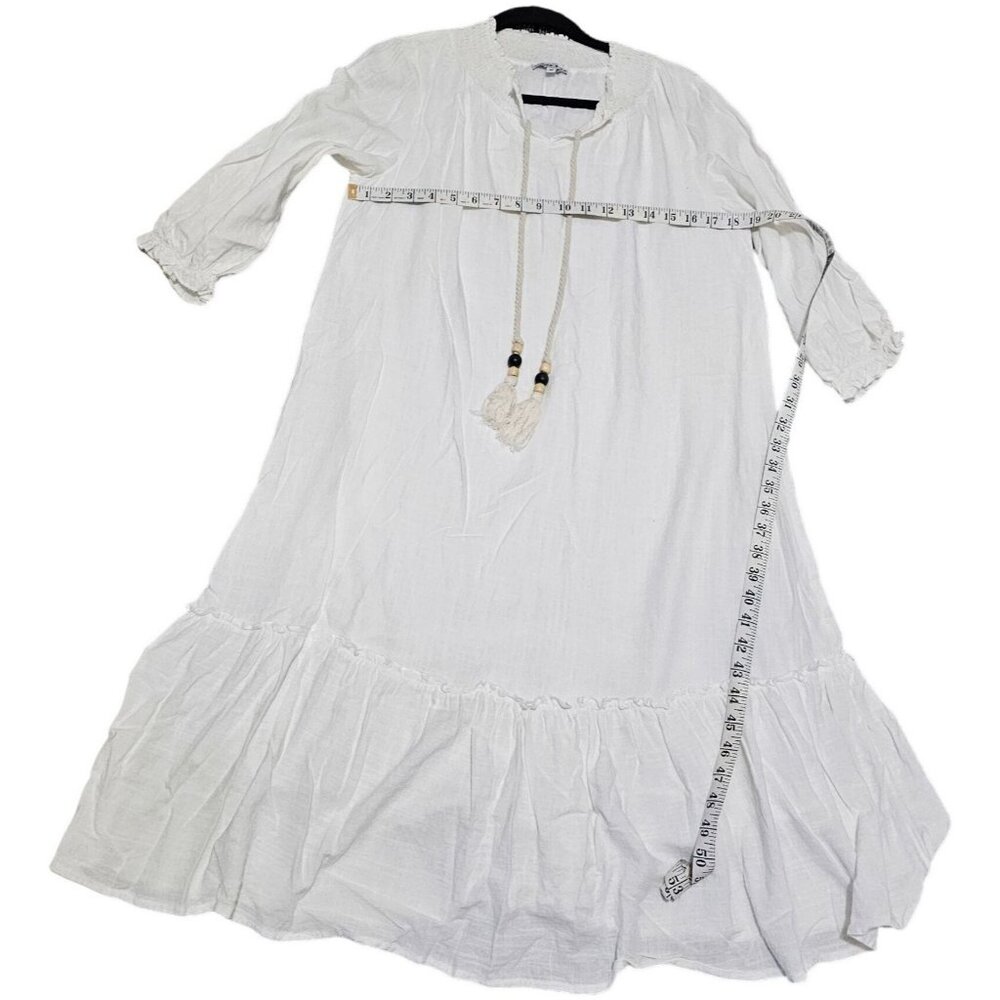 Yakira Bella White Boho Dress M Viscose Linen Blend - Picture 9 of 9